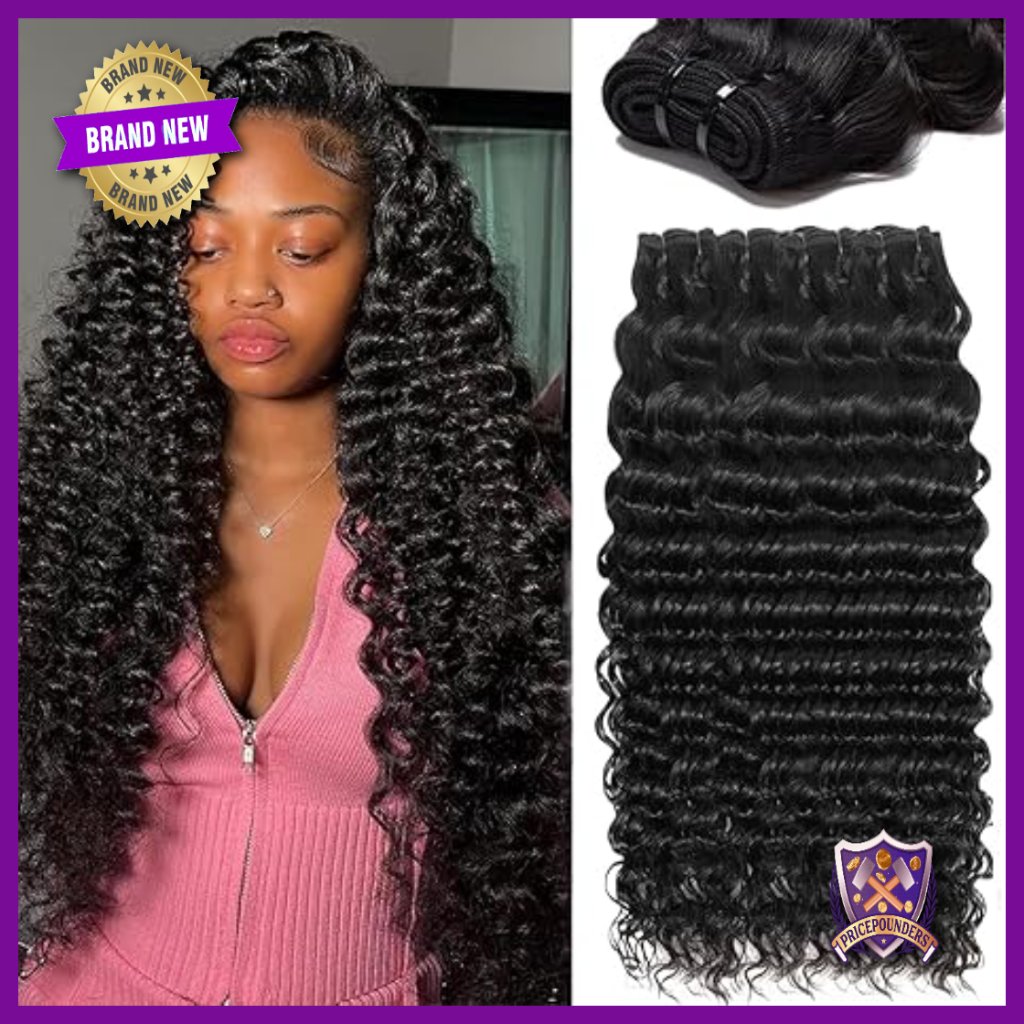 Deep Wave Human Hair Extensions 4 Bundles 18-24 Inch Virgin Remy